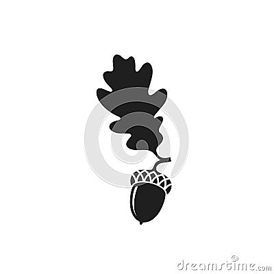 Oak branch with acorn and leaf Vector Illustration